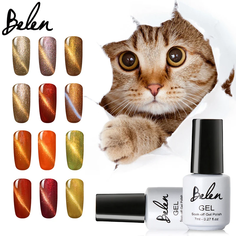 Светодиодный Гель лак для ногтей Belen Cat's Eye цветной УФ гель основа магнитный