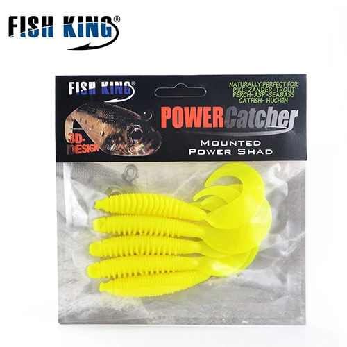 FISH KING, 5 шт./лот, 9,8 см/8 г, Pesca Shad, для рыбалки, свимбейт в форме червя, джиг, голова для ловли нахлыстом, аксессуары, Мягкая приманка для рыбалки, Мягкая приманка - Цвет: Цвет: желтый