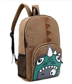 Новое поступление с принтом животных рюкзаки женские модные трендовые Мультяшные Совы рюкзак в виде динозавра для студенток в стиле преппи рюкзак - Цвет: Brown dinosaur