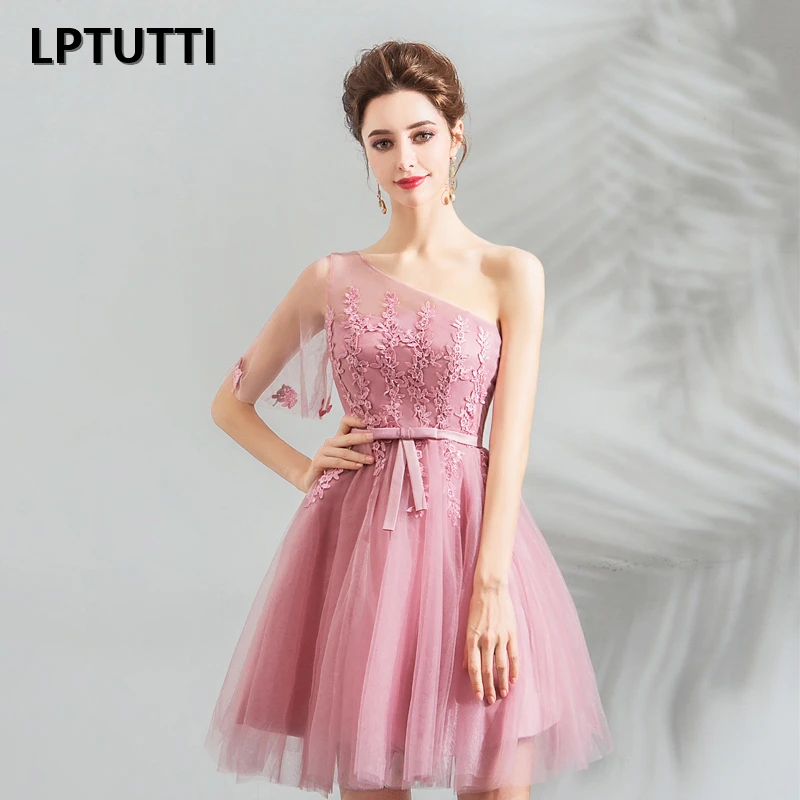 

LPTUTTI Lace One-Shoulder New Woman Plus Size Social Festive Elegant Formal Prom Party Gowns Fancy Short Luxury Cocktail Dresses