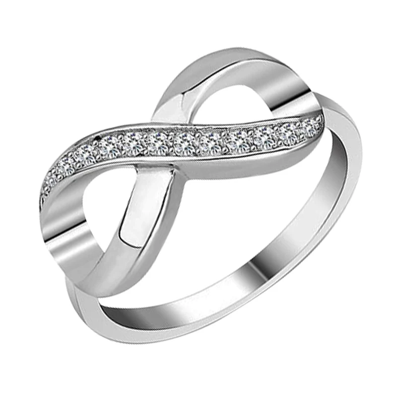 

Wholesale Silver Crystal Infinity Ring Infinity Symbol Eternity Ring Promise Ring Gift for Lover