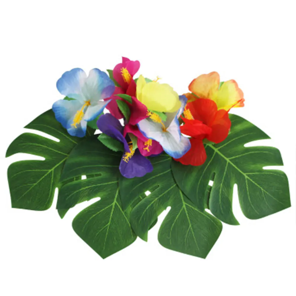 12 шт./лот, для летней тропической вечеринки, искусственные Пальмовые Листья, Гавайские, Луау, для вечеринки, джунгли, пляж, тематическая вечеринка, украшение для вечеринки, Гавайи