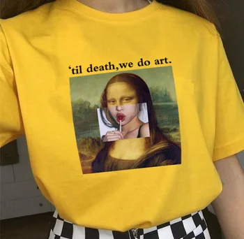 

kuakuayu hjn Til Death We Do Art Monalisa Cute T-shirt Cool Casual Tumblr Grunge Tee Graphic Street Style Fashion Funny Shirt