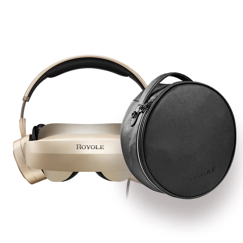 Royole 3D VR очки все в одном с HIFI наушниками 3D очки виртуальной реальности сенсорное управление HDMI мобильный кинотеатр для ПК - Цвет: Gold And Bag