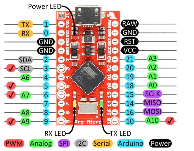 Pro Micro ATmega32U4 5V 16 МГц заменить ATmega328 для Arduino Pro Mini с 2 Row штыревые для Leonardo Mini Usb Интерфейс