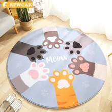 Круглые ковры с рисунком кота кролика для гостиной, спальни, детские коврики для ползания, милые ковры для детской комнаты