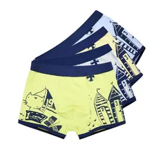 Новинка года 4 шт./лот нижнее белье для мальчиков с рисунком кота трусы-боксеры детские трусики хлопковые для маленьких мальчиков мягкие короткие трусы UD67