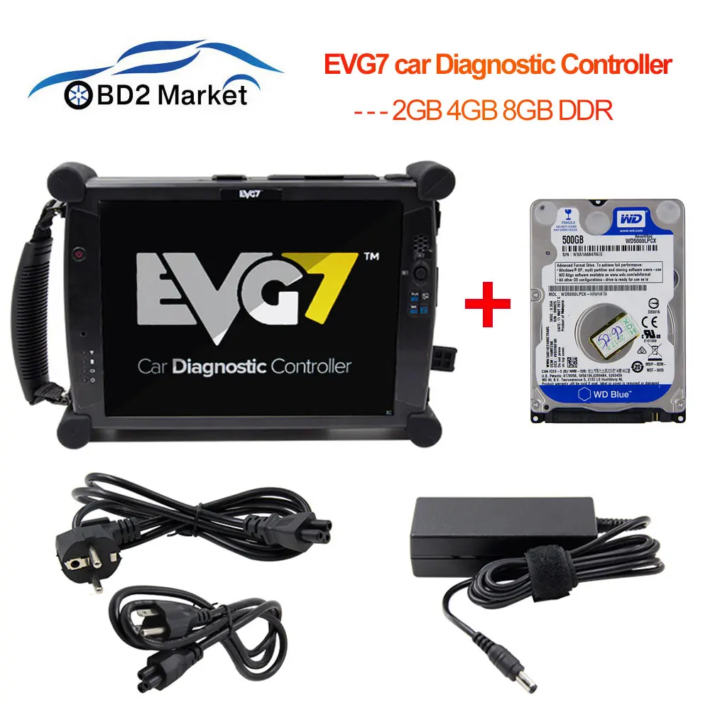 EVG7 DL46/WD 2GB 4GB 8GB DDR автомобильный диагностический контроллер планшет EVG 7 бесплатное программное обеспечение для C4 Star/MDI/ODIS/TIS Techstream+ 500G HDD