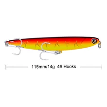 1Pcs YUZI QB007 Pencil Fishing Lures 11cm 14g Artificial Hard Bait 3D Eyes Treble Hooks Plastic Wobbler Fishing Tackle 5pcs lot pencil fishing lures 3d eyes 8cm 9g 6 treble hooks plastic wobbler artificial hard bait floating surface