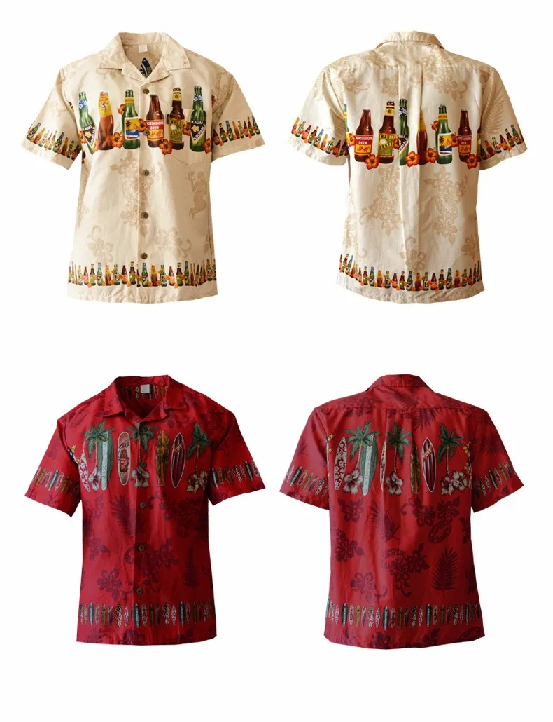 Новый Летний стиль Для мужчин рубашка Цветочная гавайская рубашка хлопковые пляжные большой Размеры короткий рукав гавайская рубашка Для
