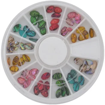 YZWLE 1 Wheel 60pcs 4x6mm Oval Shape Japan Styles Shell Stone For DIY Nails Art Accessory Fashion Decorations Beauty Tools
