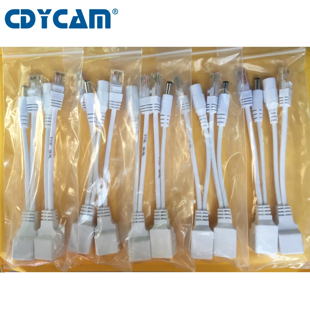 Cdycam 10 шт. (5 пар) POE сплиттер коммутатор адаптер кабеля экранированная лента 5 в 12 В