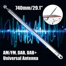 Универсальная Антенна AM с FM и цифровым Радиовещанием радиотелескопический ТВ акустика Замена антенны 7 секций 74 см длиной Нержавеющая сталь усилитель
