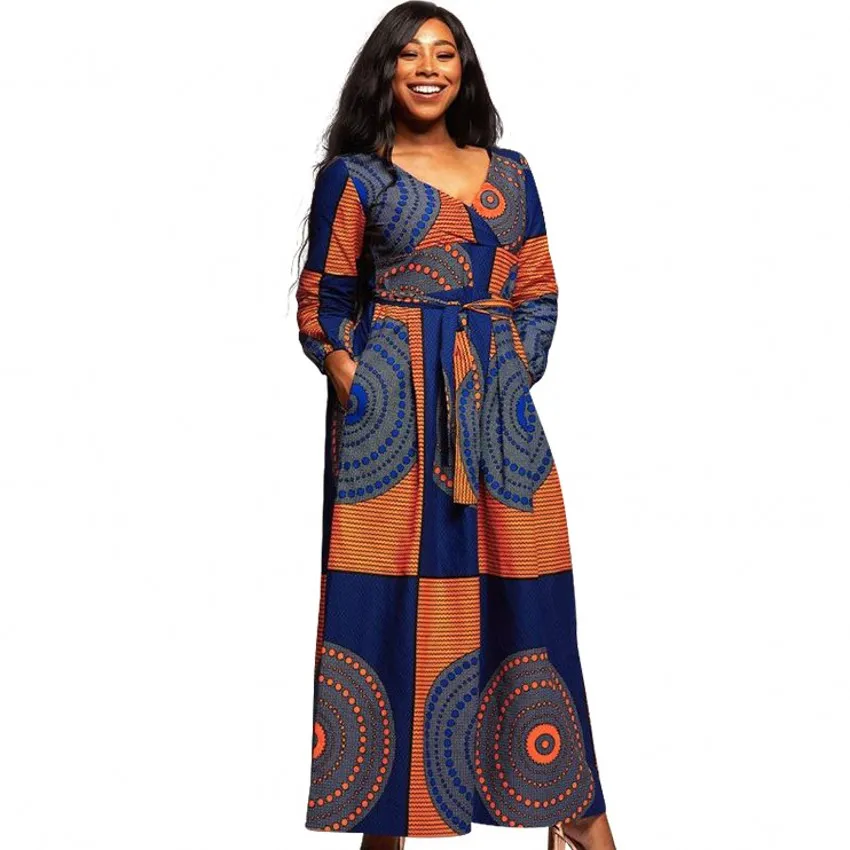 African Dresses For Women Design Bazin Long Maxi Dresses Traditional 