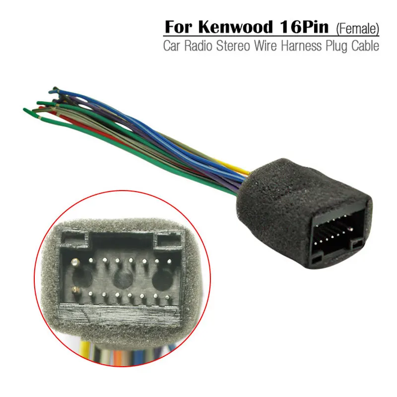 

Car Radio Stereo Wire Harness Plug Cable For Chevrolet Aveo Lova Sedan/Chery/Landwind Kenwood 16pin Female Connector Adapter