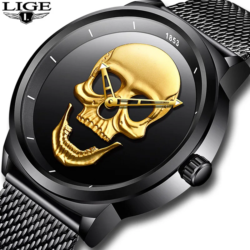  LIGE Mens Watches Top Brand Luxury Men's Military Casual Sports Watch Stainless Steel Waterproof Quartz Watch Relogio Masculino