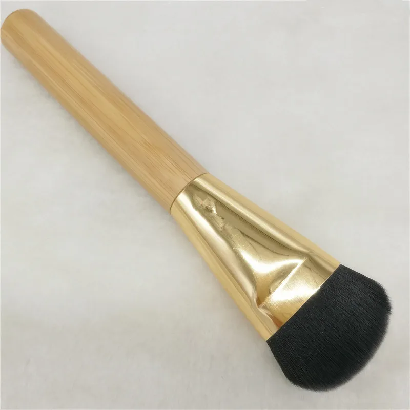Одиночные Натуральные Бамбуковые кисти для макияжа для бровей, тени для носа, подводка для глаз, кисть для подводки, мягкая кисть кабуки, Тональная основа, косметический инструмент - Handle Color: foundation brush
