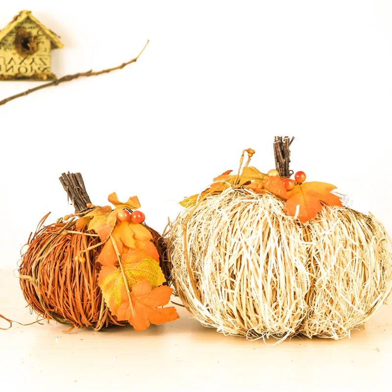 

2pcs/lotHandmade Wooden Twig Decorations for Home Pastoral Charming Fall Accessory Crafted Decors Spring Easter Pumpkin
