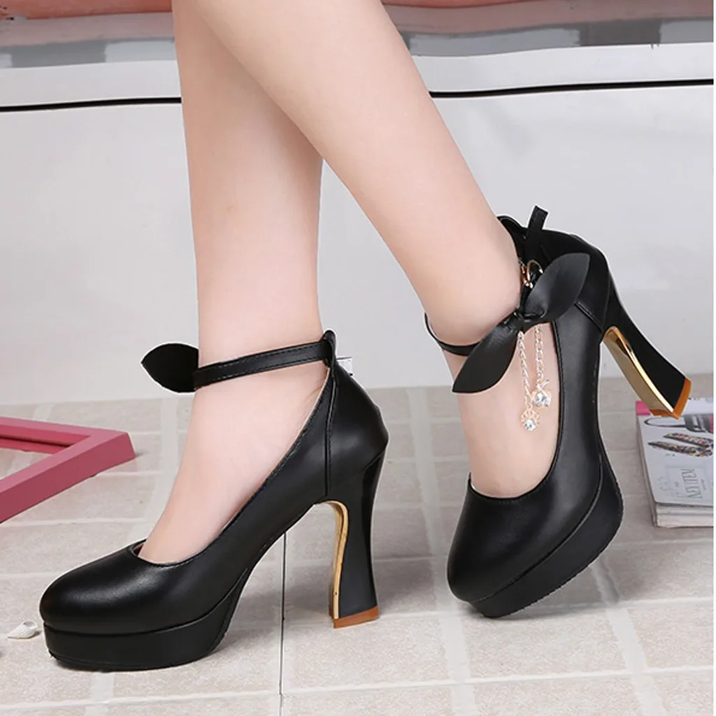 

summer female shoes woman 2019 new high-heeled pointed shoes bow sexy rough with waterproof platform Roman women's shoes