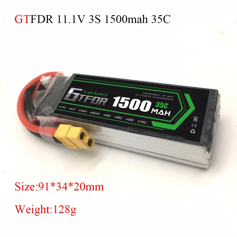 

GTFDR Good Quality RC Lipo Battery 11.1V 1500mAh 35C 3S Max70C AKKU Bateria For Helicopter RC Model Car Airplane Multirotor
