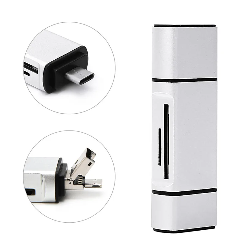 

Aluminium alloy 3 in 1 OTG Micro USB Type-C Flash Drive Adapter Connector TF SD Card Reader Adapter For Smartphone Computer