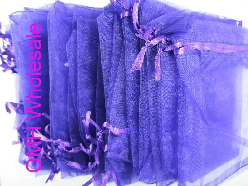 OMH wholesale100pcs 7x9 см 25 женская обувь разных цветов в красивом китайском вуаль Рождество/свадебный подарок, сумки из органзы, Ювелирная Подарочная сумка BZ04 - Цвет: Фиолетовый