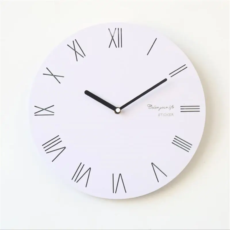 Geekcook креативные скандинавские персональные деревянные настенные часы для гостиной современные бесшумные простые белые круглые цифровые часы настенные часы - Цвет: F