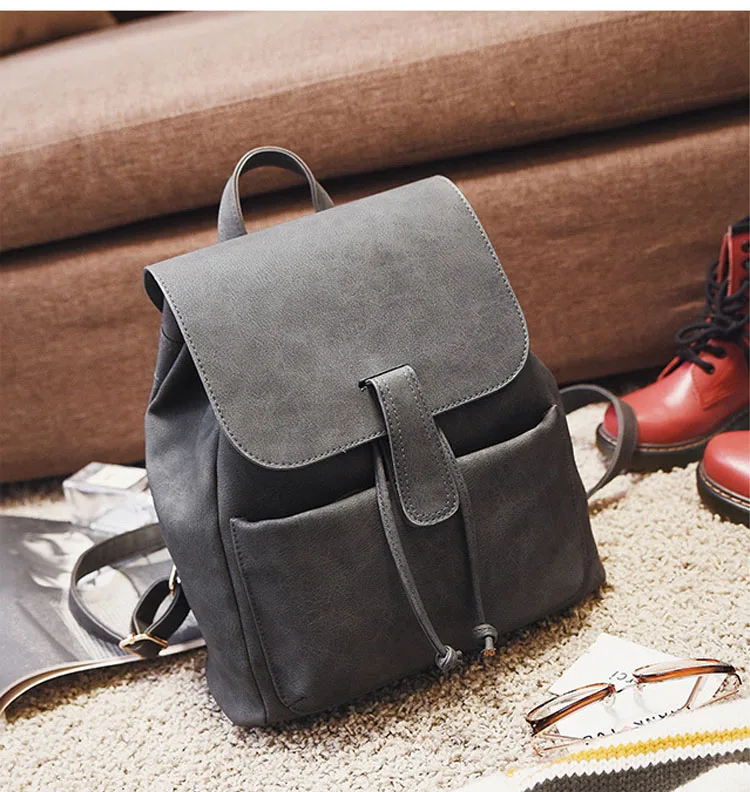 Женский рюкзак в стиле ретро, модная сумка из искусственной кожи для девочек-подростков, школьные рюкзаки, черный рюкзак, коричневые однотонные сумки mochila XA109H