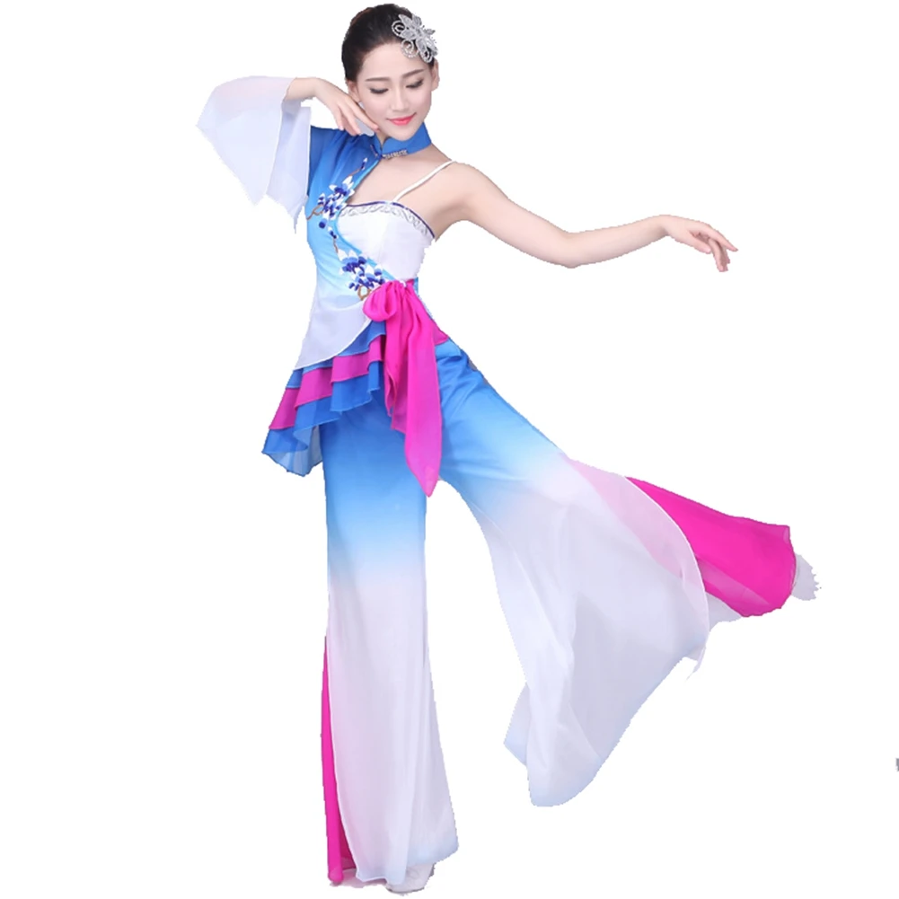 Костюмы для танцев с зонтиком Yangko танцевальная одежда Китайский народный танцевальный костюм для женщин