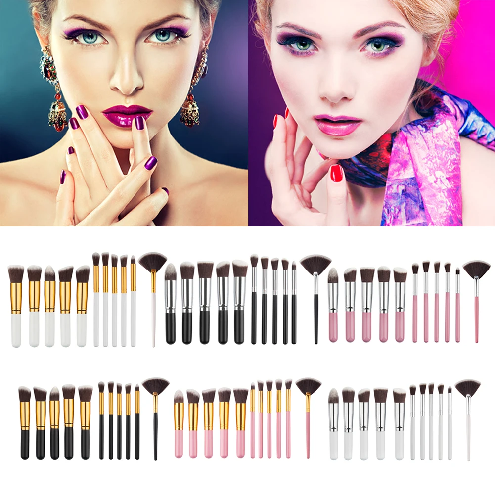 

11pcs/Set Women Makeup Brushes Tool Set For Eye Shadow Foundation Loose Powder Blusher Nasal Shadow Liner Brushes Blending Blush