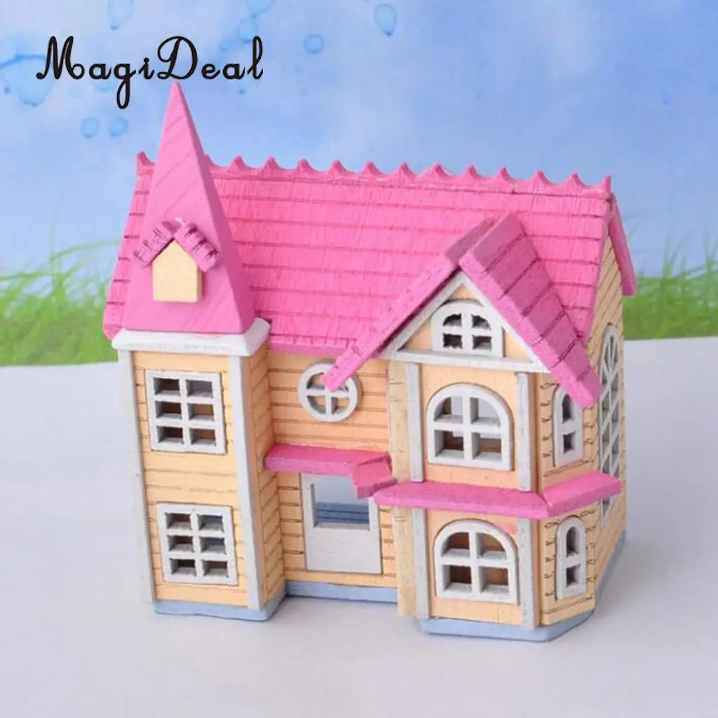 2Set  1:12 Dollhouse Miniatures DIY Doll House Kits Double Attic Assembly House Fairy Tale Cottage Kids Xmaf Gifts