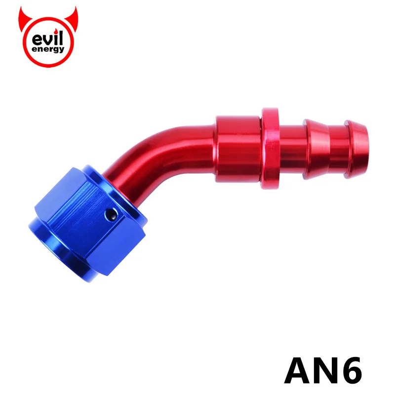 evil energy AN6 45 Degree Fuel Push-On Fitting Aluminum AN Oil Cooler Hose Reusable End Adapter | Автомобили и мотоциклы