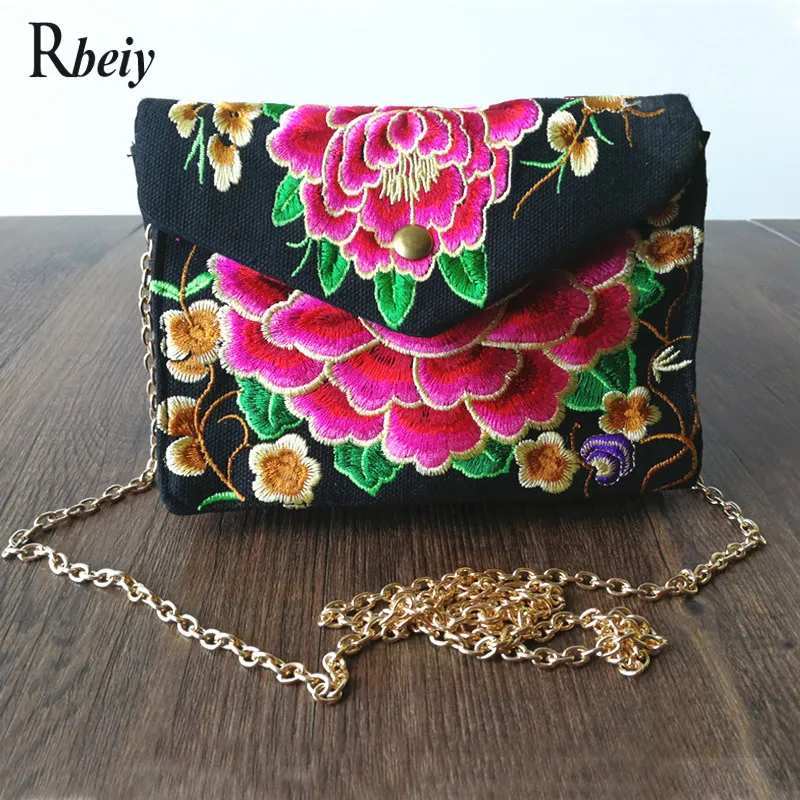 Chinese style chain bags for women Bohemia canvas bag Crossbody small