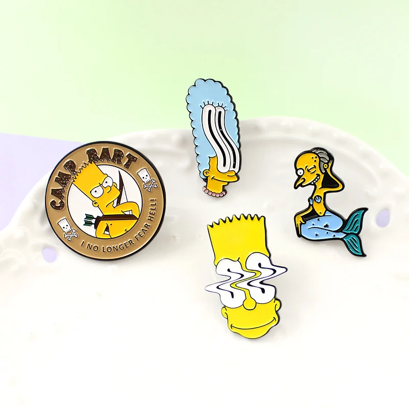 Простые Семейные Броши Marge Mr. Burns в виде русалки Милые мультяшного персонажа для