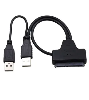 

50pcs USB 2.0 to 7+15 22Pin SATA 3.0 Cable Adapter Converter for 2.5 Inch Hard Disk Drive HDD SSD with USB2.0 Power Cable