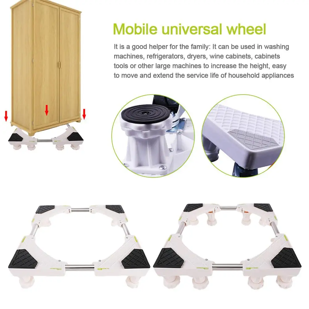 Многофункциональная подвижная база регулируемый размер телескопическая мебель тележка для стиральной машины стойка для холодильника кухонная полка