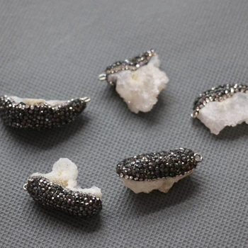 

5pcs per Lot White Druzy Crystal Necklace Pendant, Top Drilled Nuggets Gems Stone Chunks, DIY Fashion Women Jewelry Making Beads
