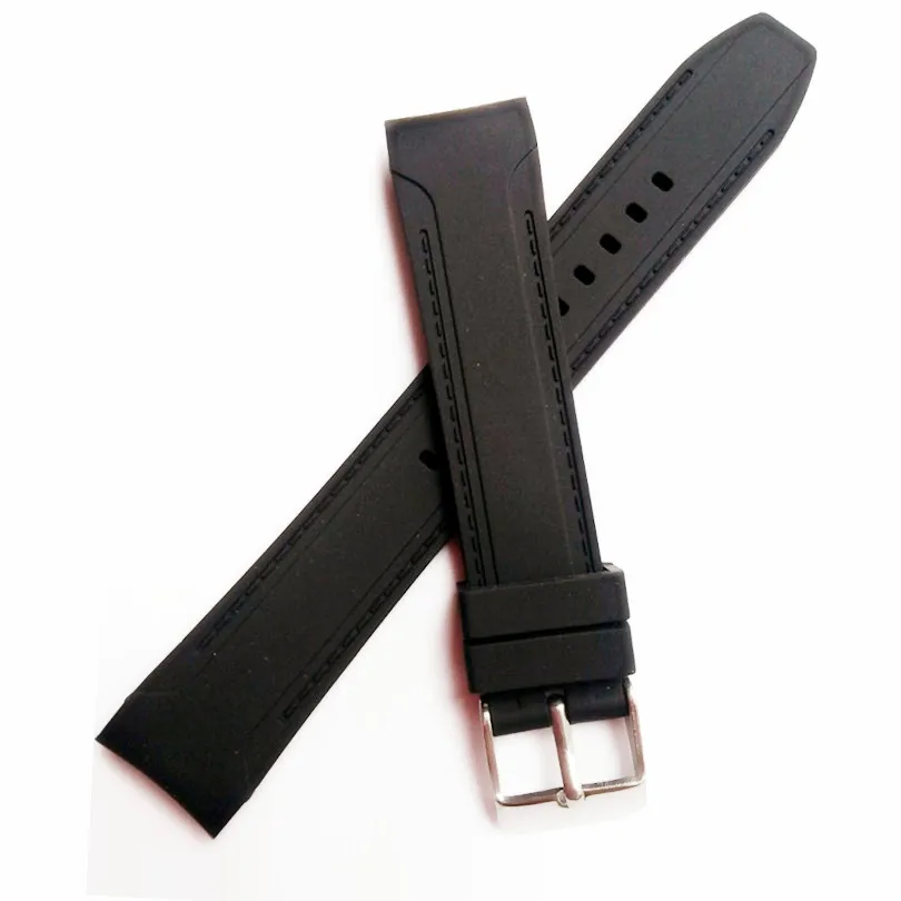 

Waterproof 18mm White / Black Silicone Rubber Radian / Arc Degree Strap Watch Parts Watch Band Watchband Pin Buckle + Tools