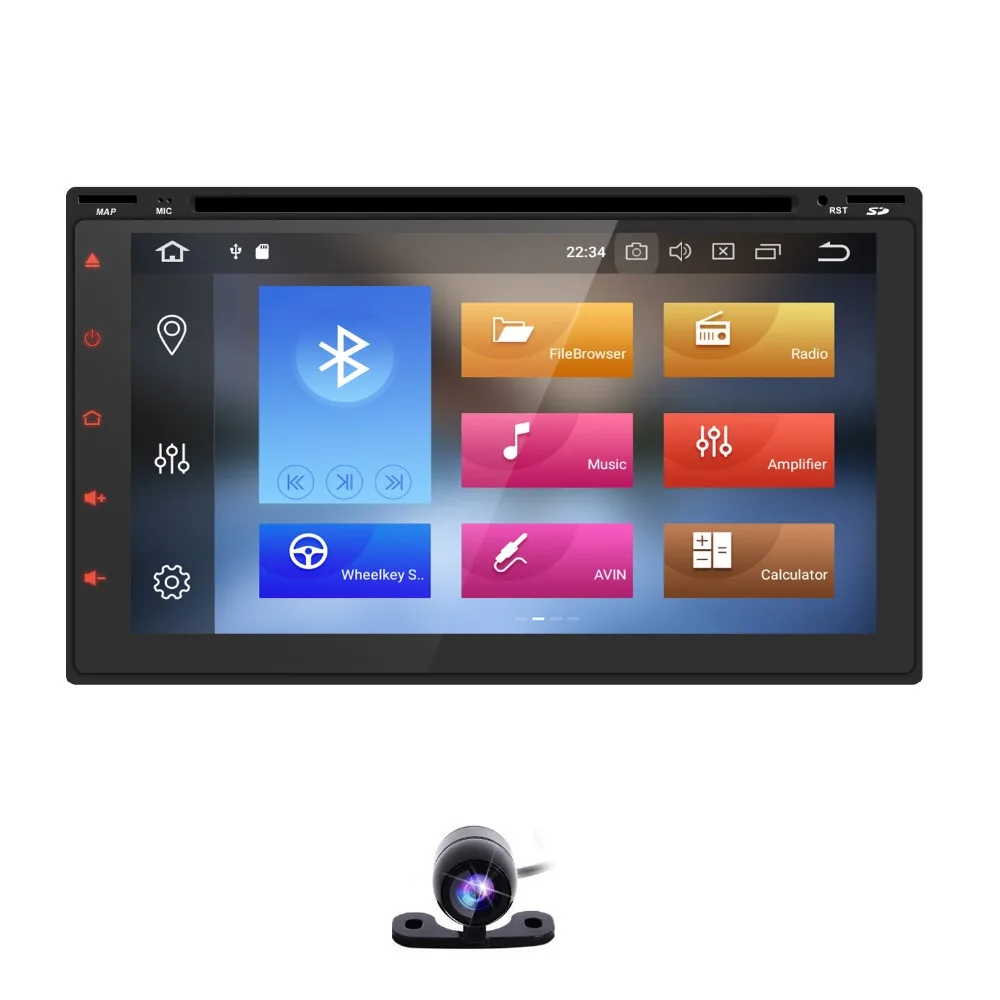 Top Android8.0 OctaCore 4GRAM+32GROM Car DVD Radio 2din Universal GPS Navigation Stereo Audio HD 4GWIFI Bluetooth SWC BT CAM DVBT CD 1