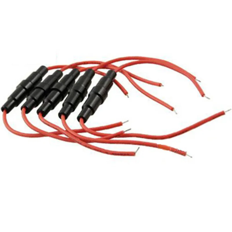 Горячий 5 шт Черный Красный пластиковый винт типа 22 AWG провода 5x20 мм встроенный держатель предохранителя
