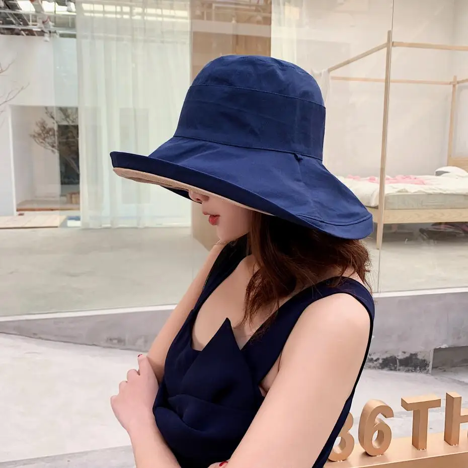 DeePom Для женщин Летняя хлопковая шляпа от солнца Кепки Chapeu Feminino Панама женская большой Брим модные пляжные Складная солнцезащитная Кепка 2019