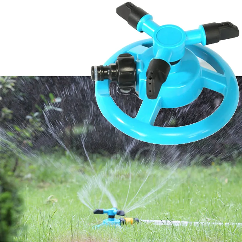 Синий сад разбрызгиватели воды долговечный вращающийся три руки воды спринклер 360 градусов автоматический вращающийся воды спринклер системы