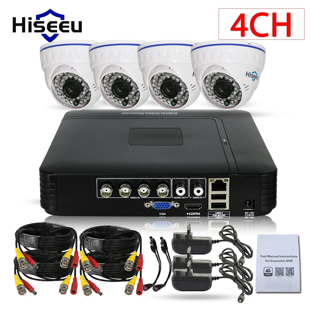 CCTV Camera DVR System AHD 720P Kits 4 Channel CCTV DVR HVR NVR 3 in 1
