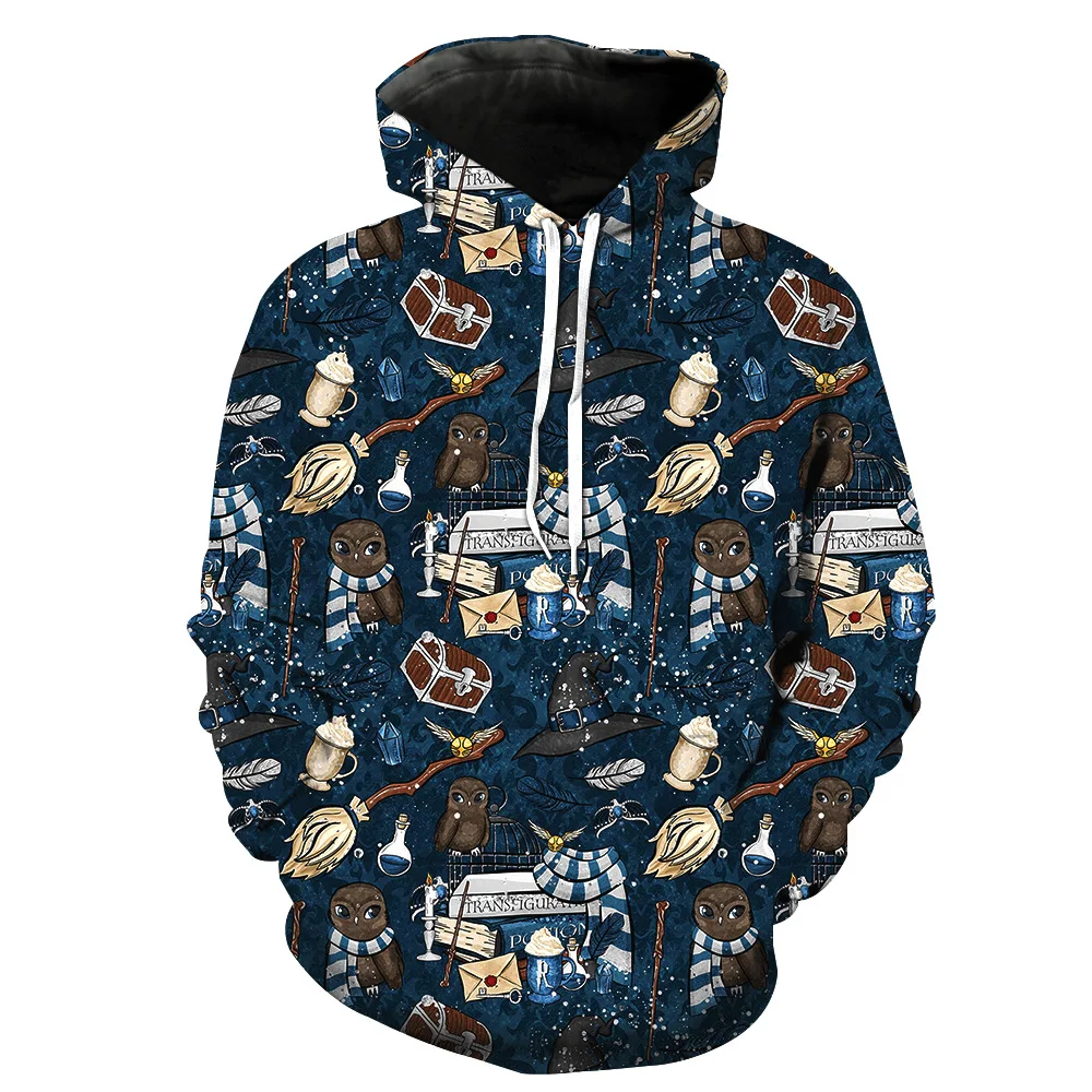 [Wholesale] Wizardry 3D Printed Hoodie with Pocket Ravenclaw Gryffindor ...