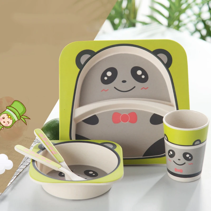 5pcs/sets Baby Dish Tableware Set Natural Bamboo Fiber Bowl With Cup Spoon Plate Fork Feeding Dishes for Kids Utensils T0377 5pcs/sets Baby Dish Tableware Set Natural Bamboo Fiber Bowl With Cup Spoon Plate Fork Feeding Dishes for Kids Utensils T0377