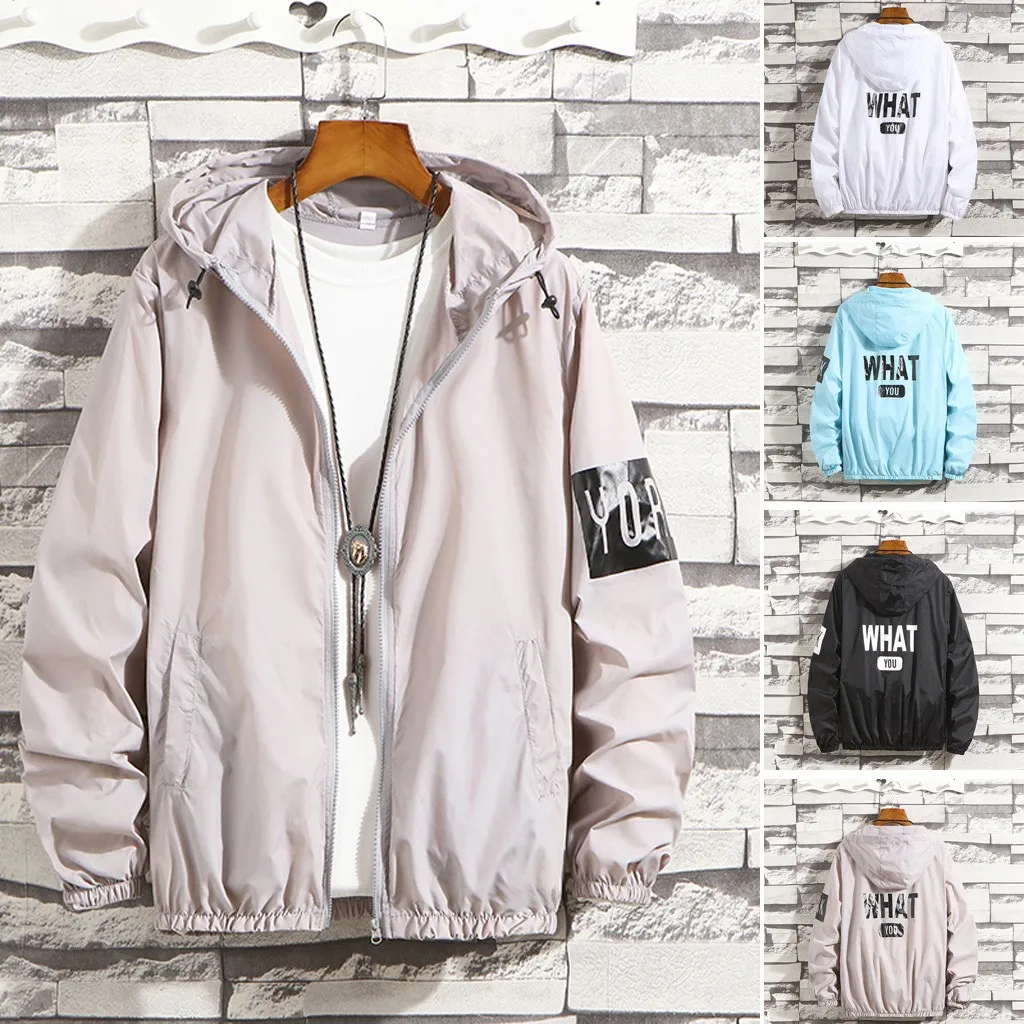 

2019 New Men Printing Long Sleeve Sunscreen Zipper Hooded Sweatshirt Pullover Tops Blouse