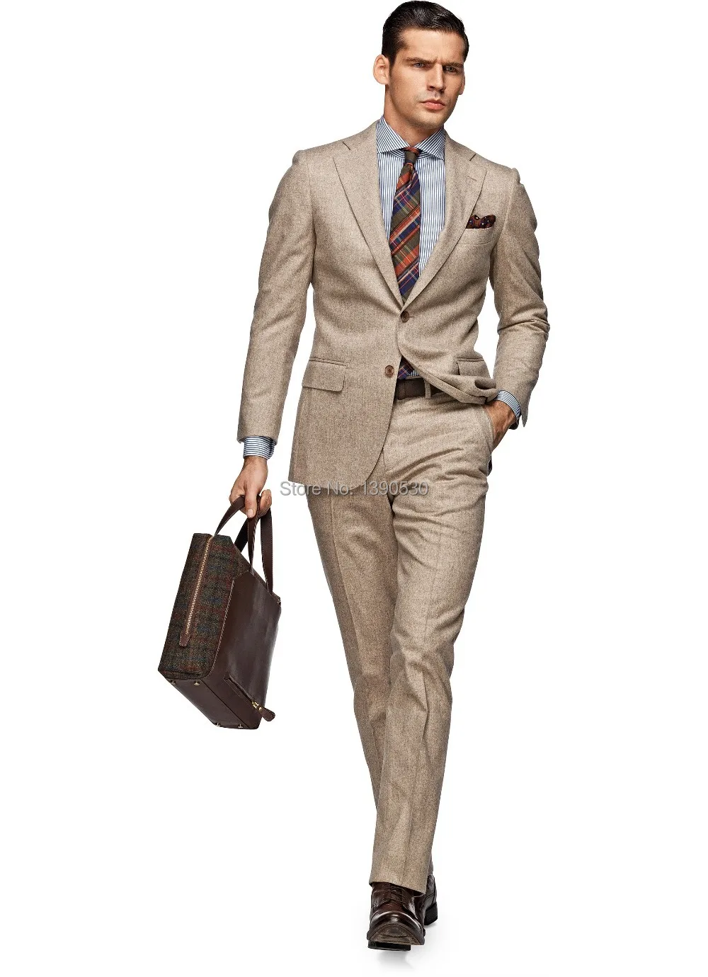

HOT SELLING 100% wool Hand made camel 2 pieces(jacket t+pants) two buttons notch lapel handmade man suit