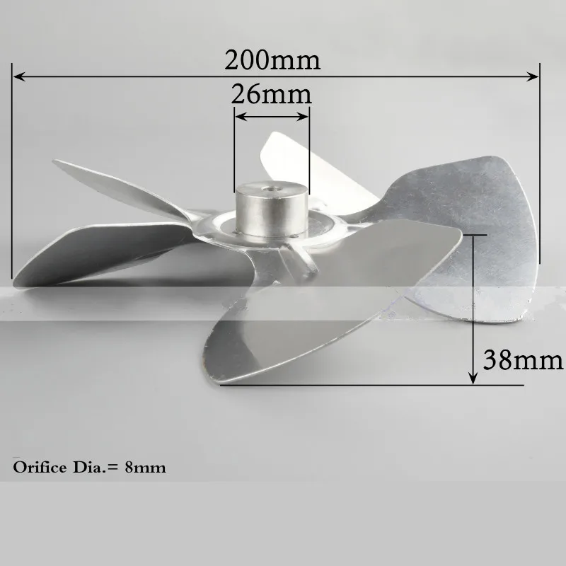 200 мм* 38 мм лопасти вентилятора из алюминиевого сплава лопасти вентилятора лопасти для печи Пелле печи вытяжной вентилятор двигателя вытяжной вентилятор сгорания