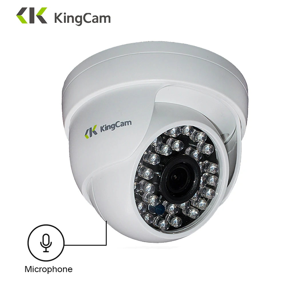Baratos KingCam 1080P Audio Dome IP cámara con micrófono 2MP seguridad interior ipcam día noche CCTV ONVIF cámaras de vigilancia