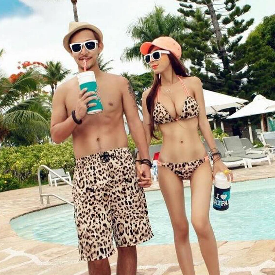 Wild sexy leopard man five pants woman bikini set summer ...
